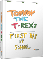 Hardcover children's book printed by Lightning Press and case bound - Tommy The T-Rex's First Day At School